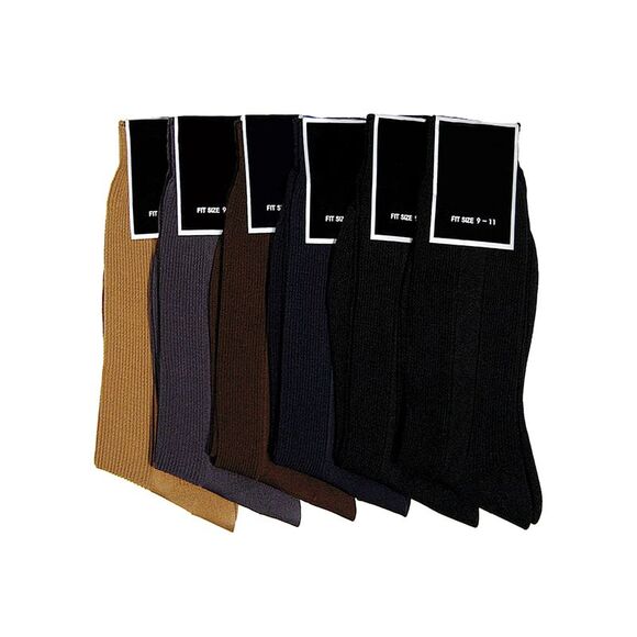 Mens 6 Pack Neutral Thin Dress Socks - Picture 2 of 6